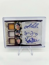 2023 Leaf In The Game Used Lemieux Jagr Stevens Triple Patch Auto /10 Bookend
