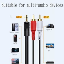 3.5mm to RCA Cable 2RCA to 3.5mm 2-RCA to AUX Cord Adapter Stereo Audio Y-Cable
