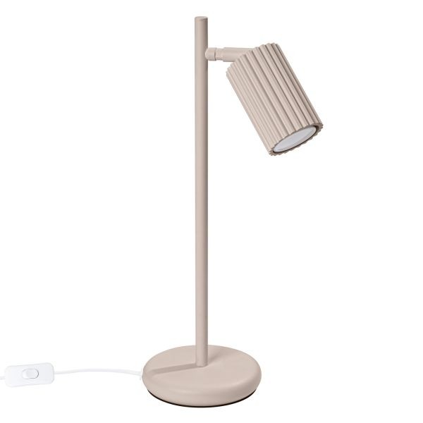 Lampe à poser en aluminium taupe Karbon 1 crée une ambiance lumineuse pour table de chevet