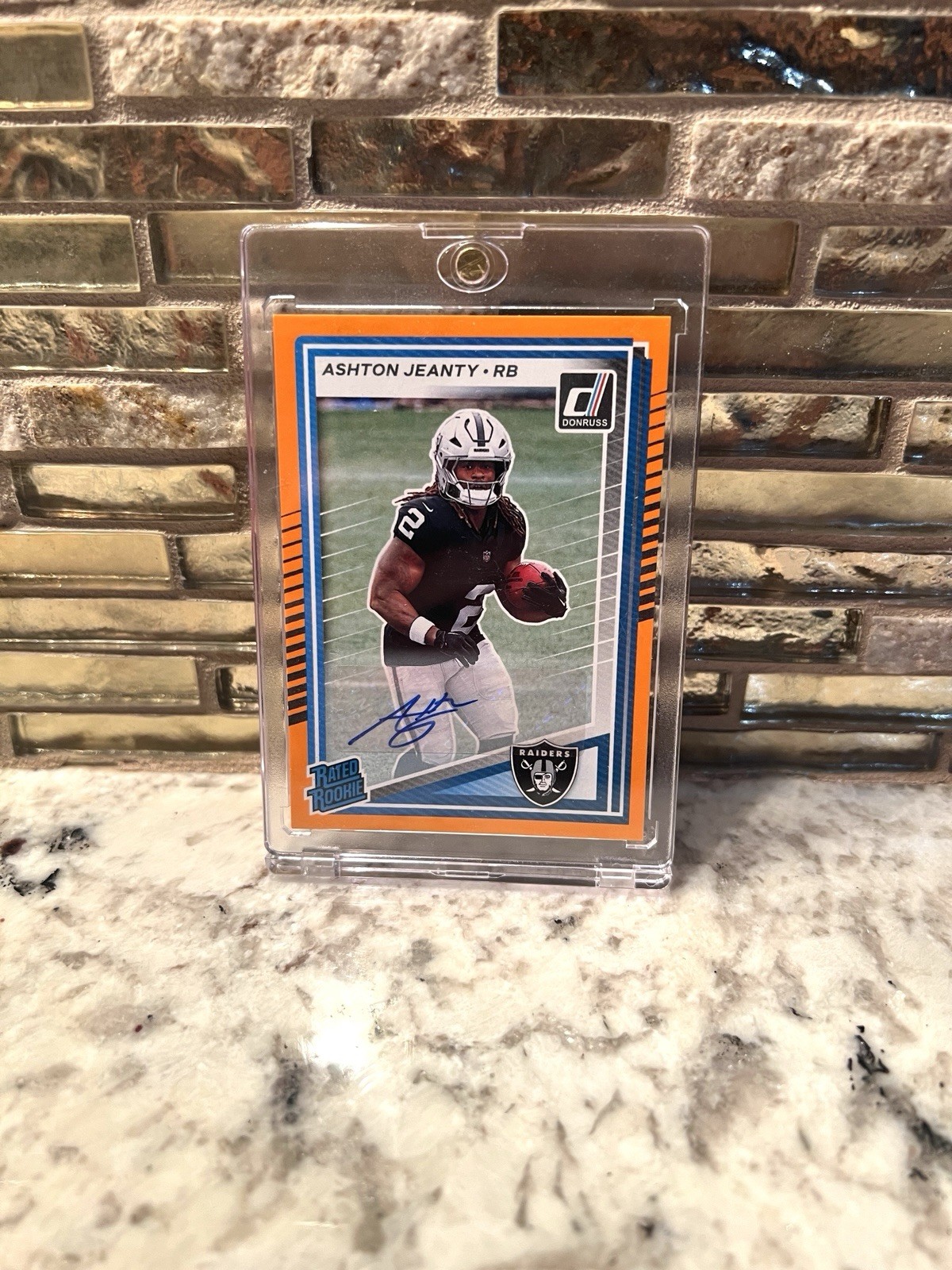2025 Donruss ASHTON JEANTY Raiders Orange Border Rated Rookie Auto Encased!🔥🔥