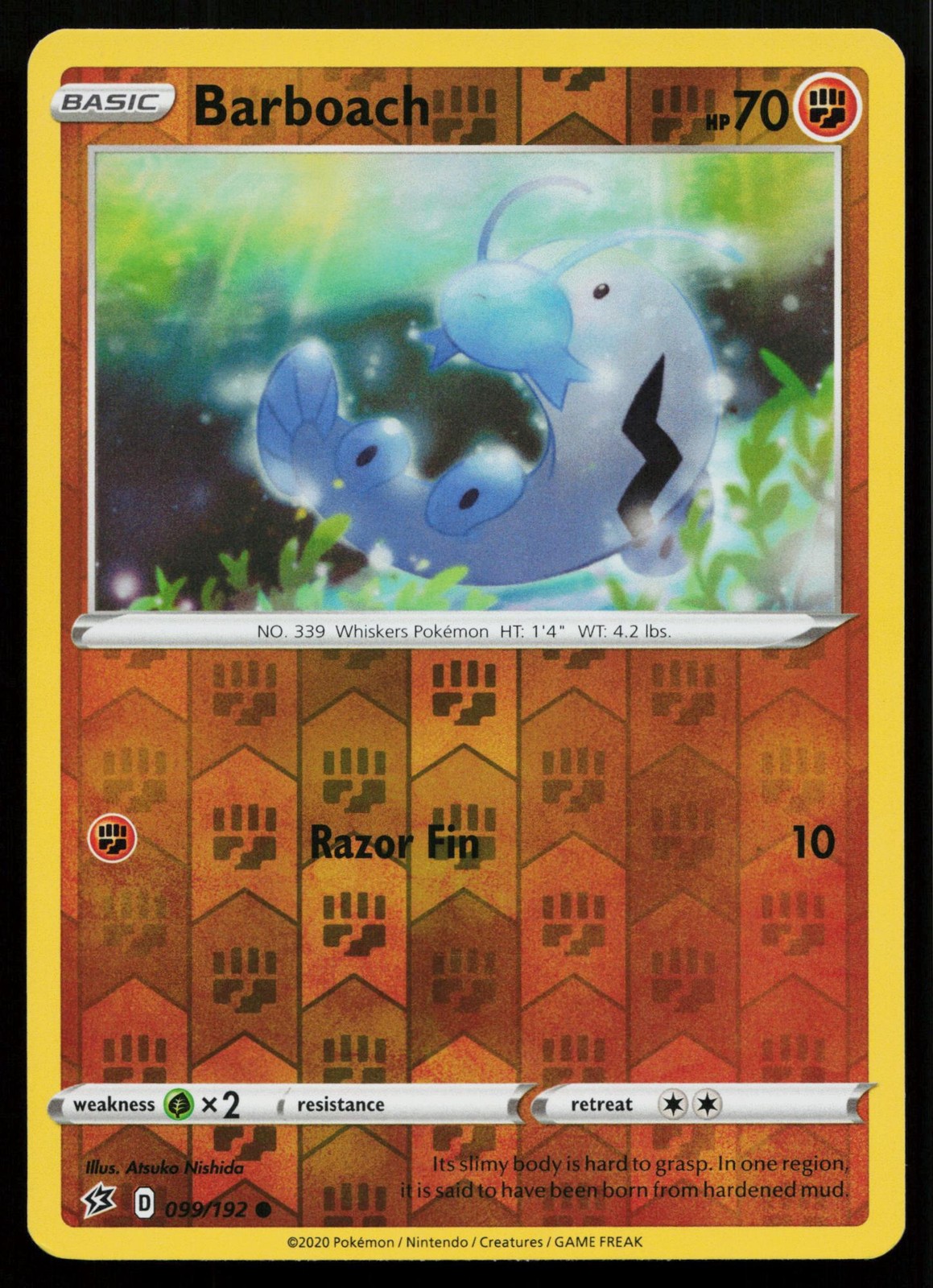 Barboach 099/192 Rebel Clash Pokemon Reverse Holo Near Mint