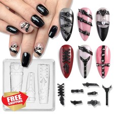 Silicone Nail Art Mold Punk Belt Heart Bow Carving Template