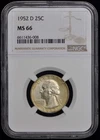 1952-D Washington Quarter 25C NGC MS66