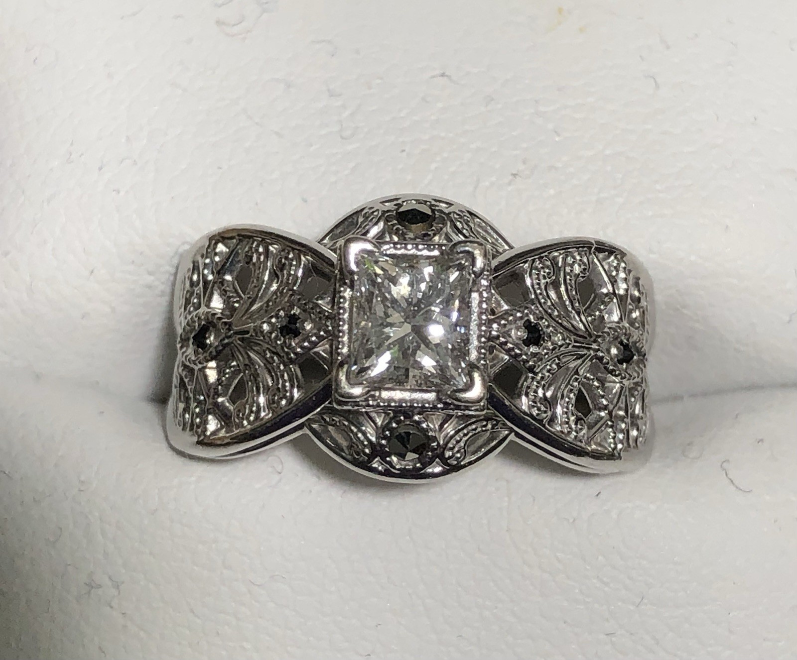 Antique Style Diamond Ring, 14k White Gold, Custo… - image 6