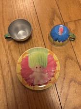 Vintage Troll Metal Child Dish Cup Mug Teacup Lot Rare Lot Trolls