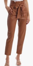 Commando Paperbag Waist Faux Leather Tapered Leg Pants Cocoa M