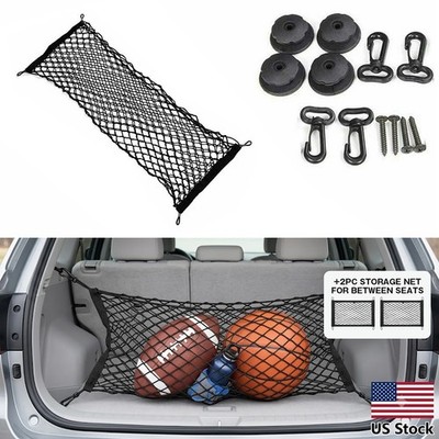 Universal Auto Cargo Net Kit 1Big Trunk Mesh & Dual Middle Seat Storage Mesh