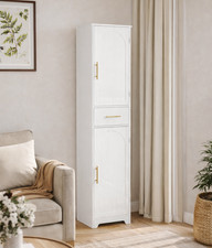 Tall Storage Cabinet Slim Multi Cupboard 1 Drawer 2 Door Adjustable Shelf Unit