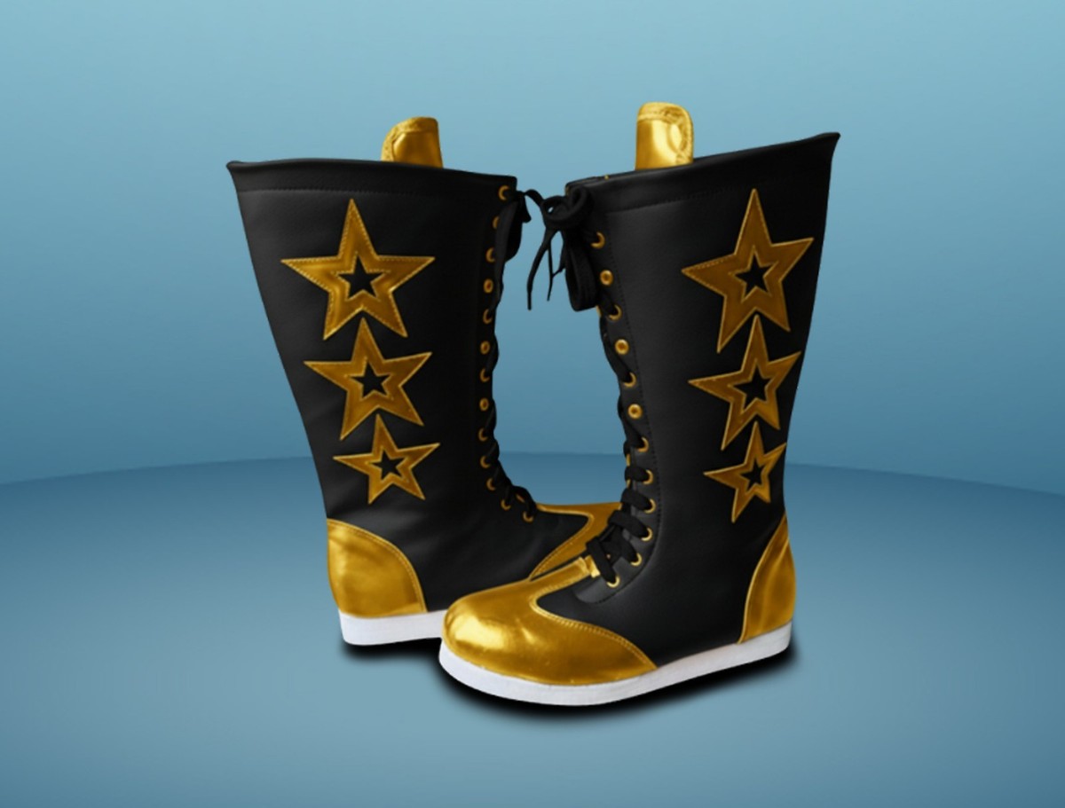 Pro Wrestling Shoes Men Wrestling Boots Leather WWE Booots - Main Image