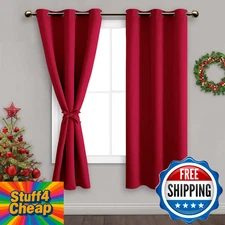 DWCN Red Blackout Curtains w/ Tiebacks - Thermal Insulated, 42"x63" Panels