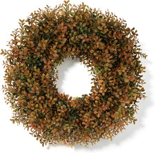 20 Inch Fall Wreath for Front Door, Artificial Boxwood Thanksgiving Decor