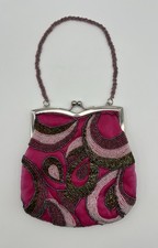 Inge Christopher Beaded Art Deco 1920s Style Vintage Evening Purse Handbag Pink