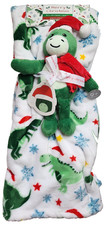 Christmas Baby Blanket Gift Set Dinosaurs  Stars Plush Doll Merry Toddler 40x50
