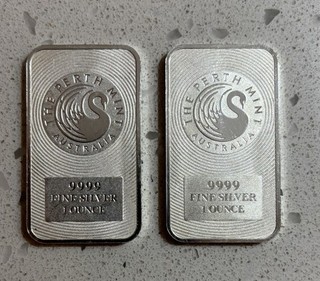 2x 1oz Minted Kangaroo Silver 9999 Minted Bar Perth Minted bar