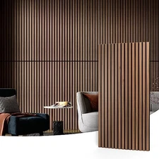  2 Wood Slat Acoustic Panels for Wall and Ceiling - 2pcs - 47.2＊23.6in. Walnut