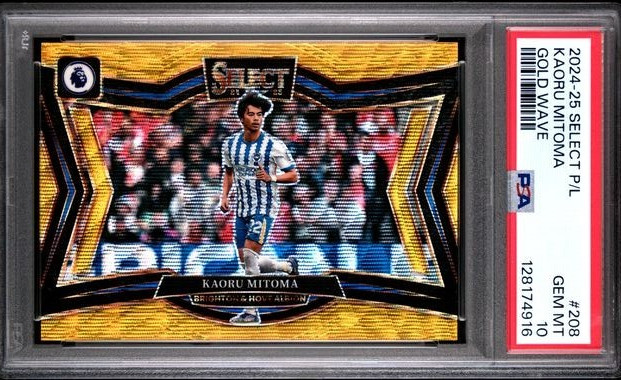 KAORU MITOMA 2024-25 Panini Select EPL GOLD WAVE Prizm #07/10 PSA 10 GEM *ke