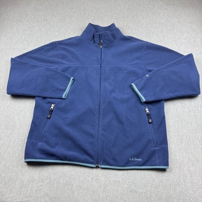 Vintage LL Bean Jacket Mens Large Blue Full Zip Fleece Polartec Hiking 0AFW4