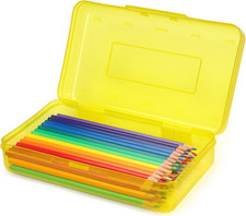 1 Pack Plastic Pencil Box Large Capacity, Yellow