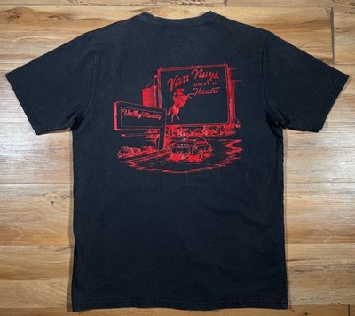 Valley Mentality LA Van Nuys Drive In Print Vintage Wash Black Cotton T Shirt L