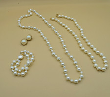 Vintage Style Faux Pearl Necklace, Bracelet  Earrings Jewelry Set