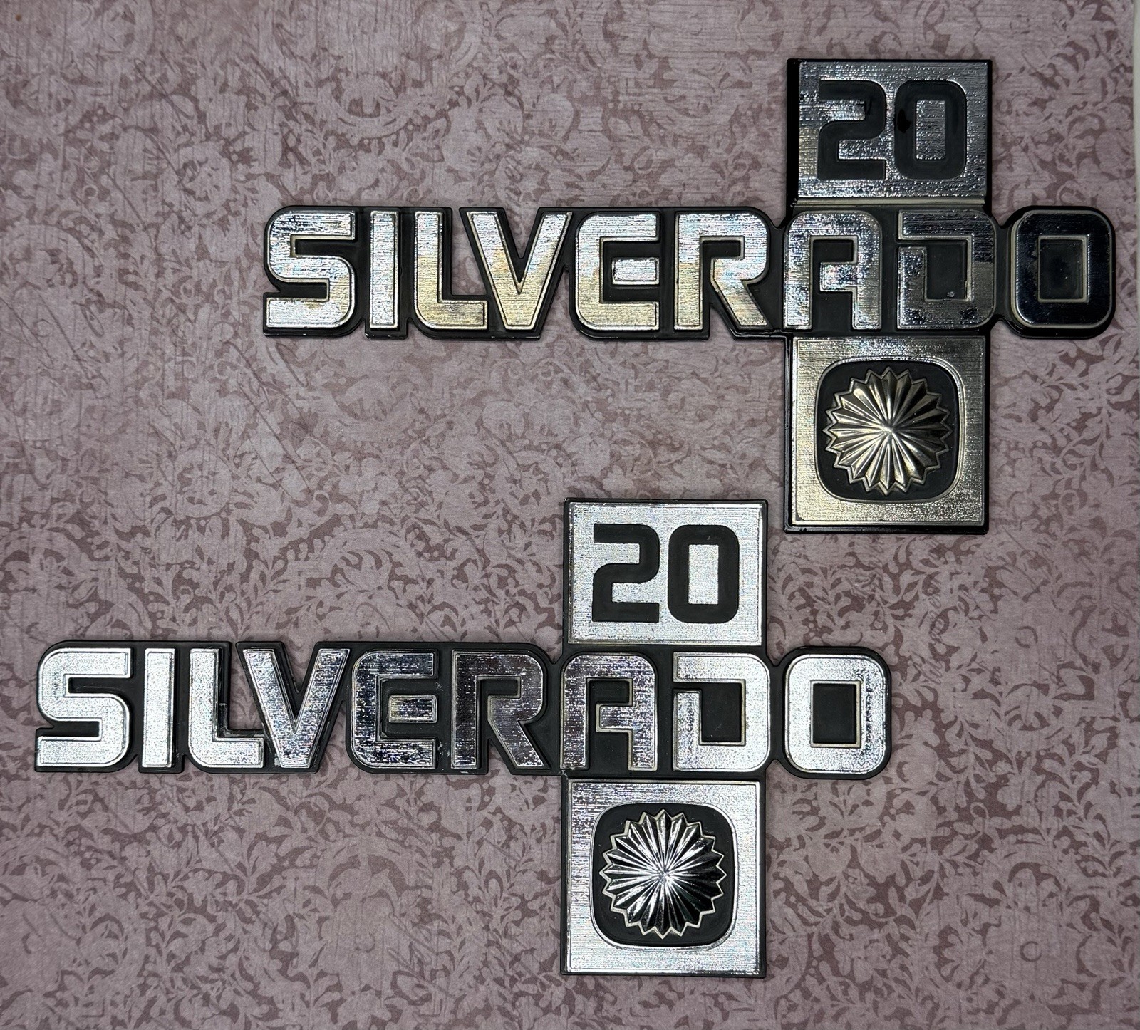 1981-1987 Chevrolet Chevy Truck SILVERADO 20 Fender Emblem Set OEM 14026452-20