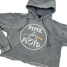 Pink Floyd Dark Side of the Moon 1973 Front Back Graphic Cropped Hoodie Size S