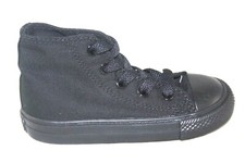 CONVERSE CANVAS 7S121 HI TOP BLACK/MONOCHROME CASUAL SHOE TODDLER BABYS