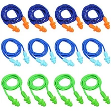 Corded Ear Plugs Reusable Hearing Protection Sound-Blocking for Work, 12 Pairs