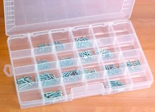 Clear Storage Container w/24 aDjUsTaBLe compartment dividers & Lid PLASTIC Large