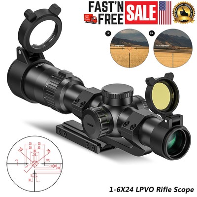 1-6x24 LPVO Hunting Rifle Scope R/G Illuminated R16 MOA Reticle Optics Gun Scope