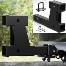 Dual 2" Trailer Hitch Receiver Rise Drop Extender Adapter Tow Truck 5000LB Black