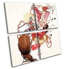 Girls Thoughts Fashion MULTI CANVAS WALL ART Picture Print VA