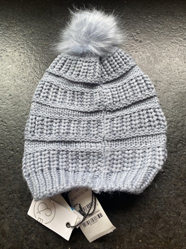 Treasure & Bond Women's Faux Fur Pom Beanie | Color - Blue Gray One Size - Picture 2 of 4