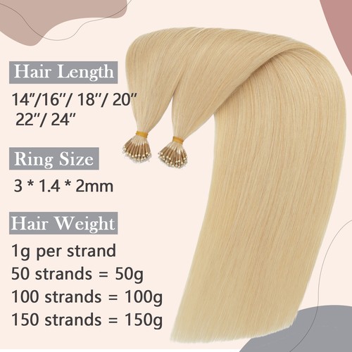 100% Remy Nano Ring Tip Remy Human Hair Extensions Micro Beads THICK 150G 150PCS - Picture 5 of 39