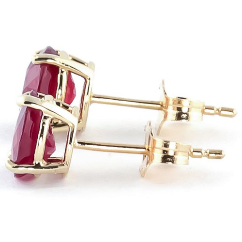 14k Solid Gold Natural Stud Ruby Earrings 3.50 Carat 7mm July Birthstone - Picture 7 of 17