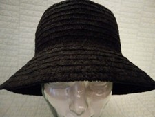 Women's OS Betmar New York Black Ribbed Cloche Bucket Hat