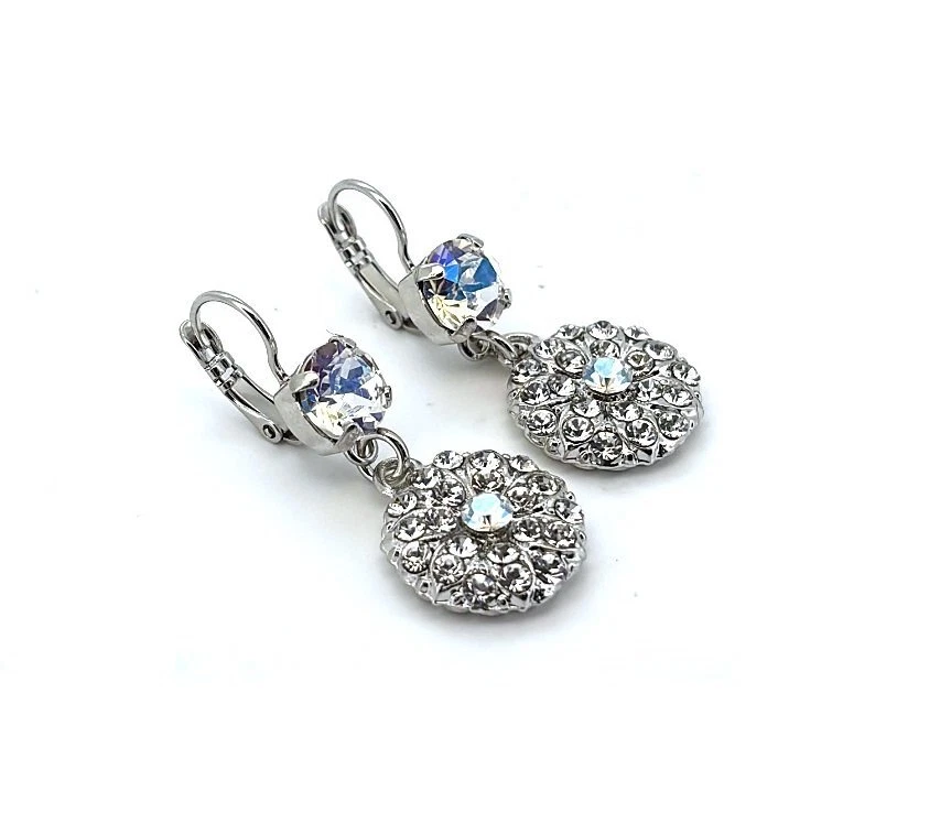 Pendientes Por Mariana Mujer Gota Elegante Luz de Luna y Cristales de Swarovski Transparentes Foto 3 de 4