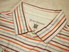 Hickey Freeman Performance Fabric Multi-color Striped Polo Golf Shirt NWT L 94
