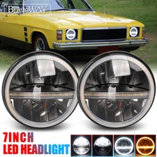 Pair 7" Black Round LED Headlight fit for Holden E F Series EJ EK EH FJ FE FC FB