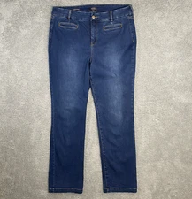 NYDJ Jeans Marilyn Straight 16 Not Your Daughters Dark Wash Welt Pockets Stretch