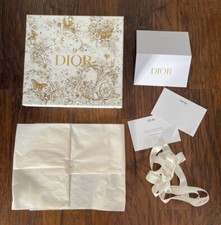 DIOR 2021 HOLIDAY White Gold Toile Gift Box Ribbon Tissue Paper Envelope Card