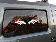 Denver Broncos White and Orange Decals, Car,Truck, Window Set of Two 2