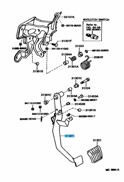 まいページ TOYOTA SUPRA JZA80 MK4 RHD 93-02 Genuine Clutch Pedal Sub-Assy