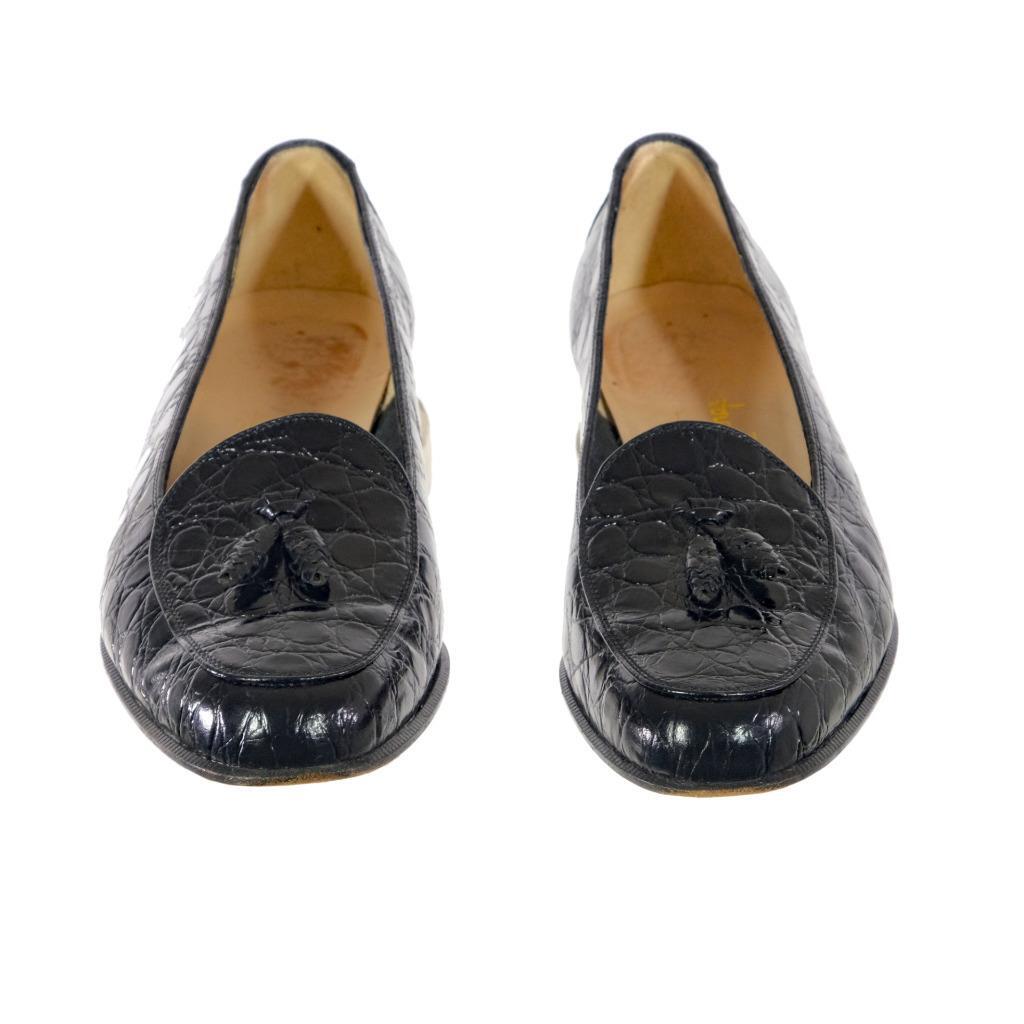 SALVATORE FERRAGAMO Tassel Loafers Flats Crocodile Embossed  display picture 1