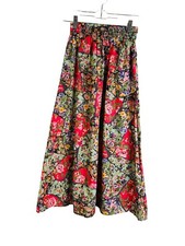 Vintage 80s Cottagecore Womens Large Skirt Rainbow Floral Patchwork Pull On Full