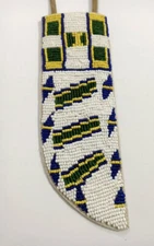 Sioux Tribe Native American Indian Beaded Knife Sheath Suede Leather Cover