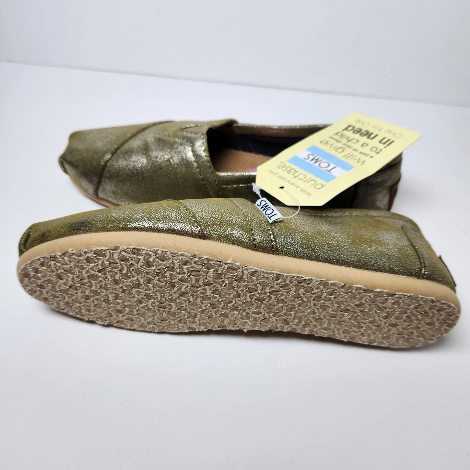 Sapato Feminino TOMS Clássico Slip-On Bronze Metálico Tamanho 5.5 Dourado Flats 10003633 Novo com etiquetas - Imagem 3 de 4