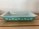 Vintage Pyrex Snowflakes Turquoise Oven Dish 