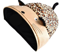 New Plush Cave Cat Bed with Crinkle Sound, Cheetah