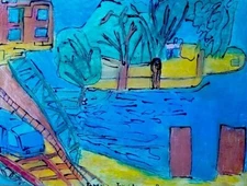 mixee media painting on paper by Outsider Dutch artist Jaco Kranendonk